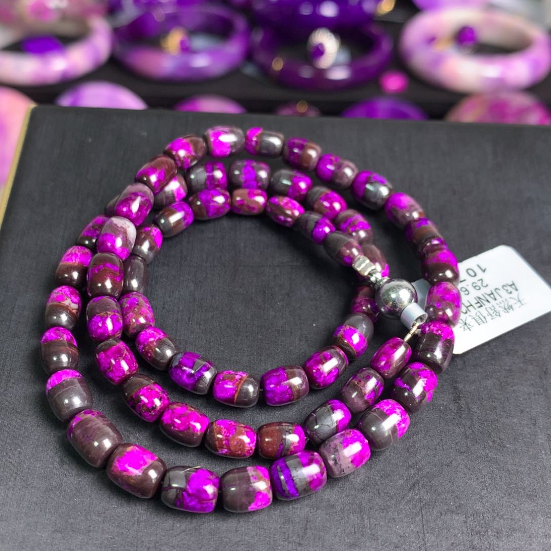 苏纪石（舒俱来）丝绒桶珠项链未镶嵌