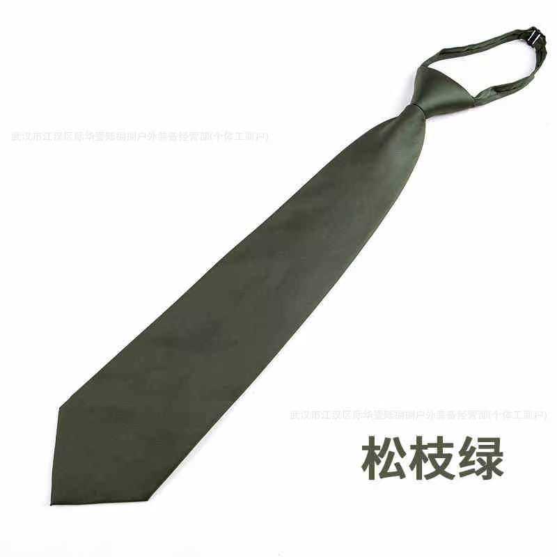 纯配 O7领带 拉链 商务行政条纹时尚墨绿