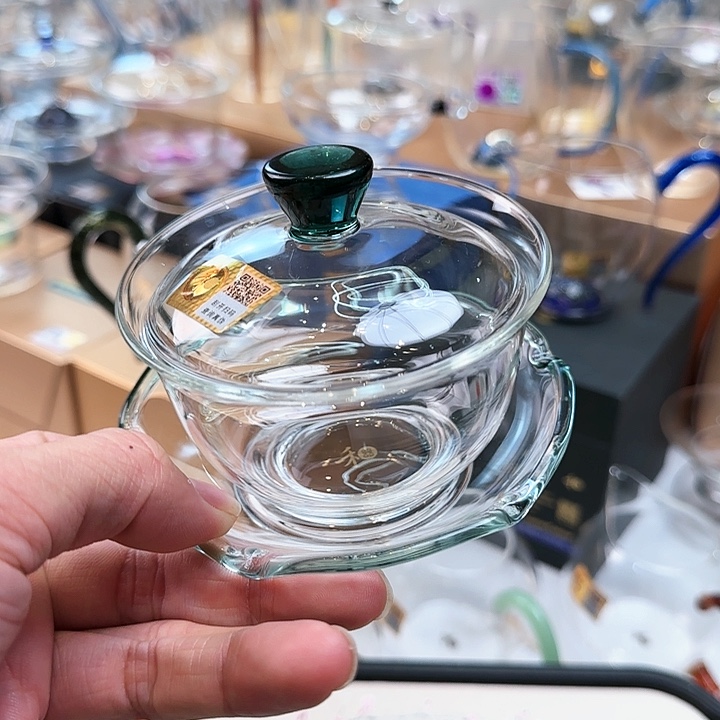 禾器墨绿色沁莲盖碗