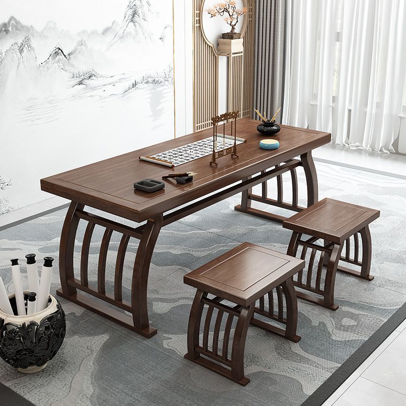 中式仿古国学桌全实木马鞍桌培训班写字台学生简约课桌临摹书法桌