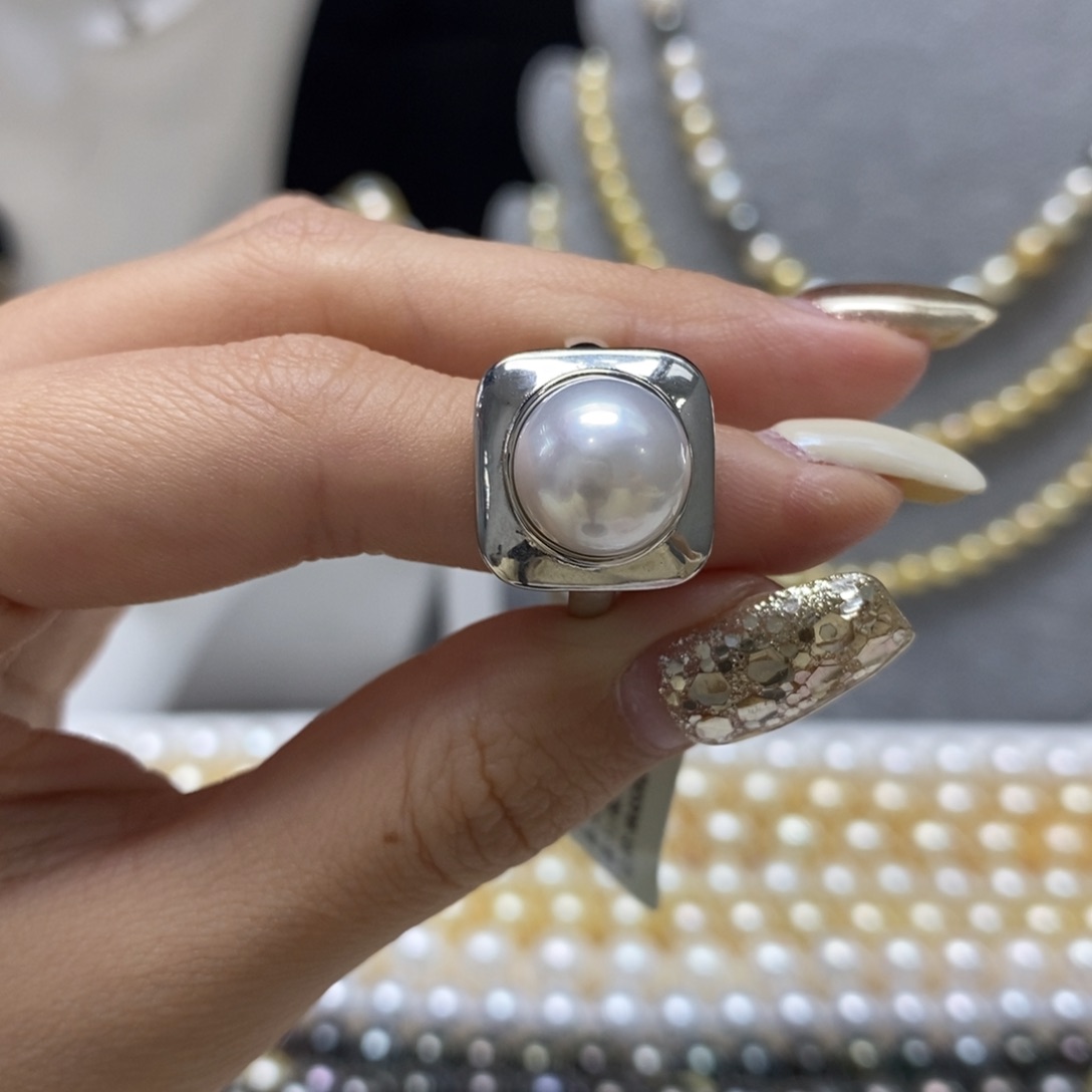 海水珍珠戒指银S925镶嵌