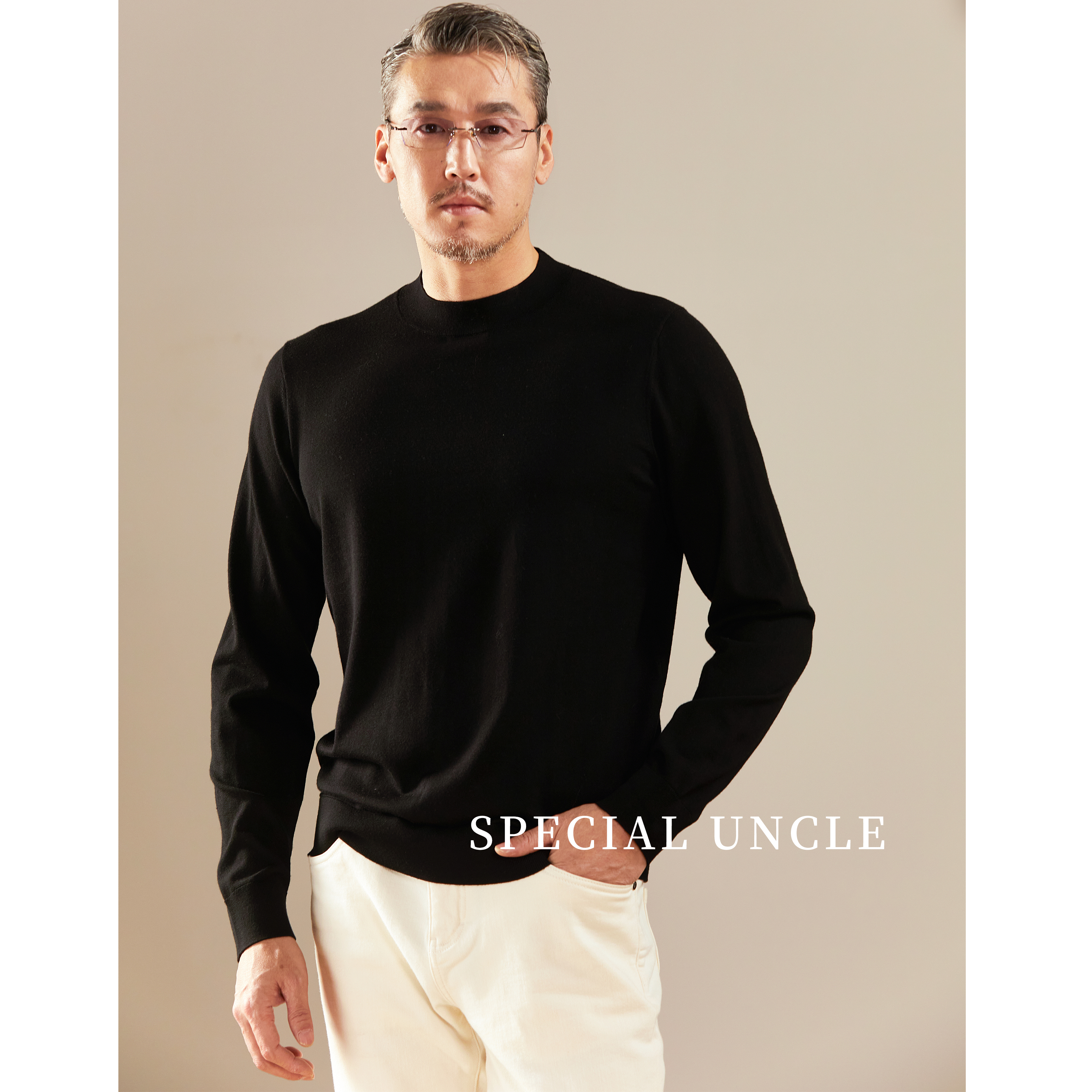 圆领平肩长袖男士休闲纯色保暖秋冬修身圆领