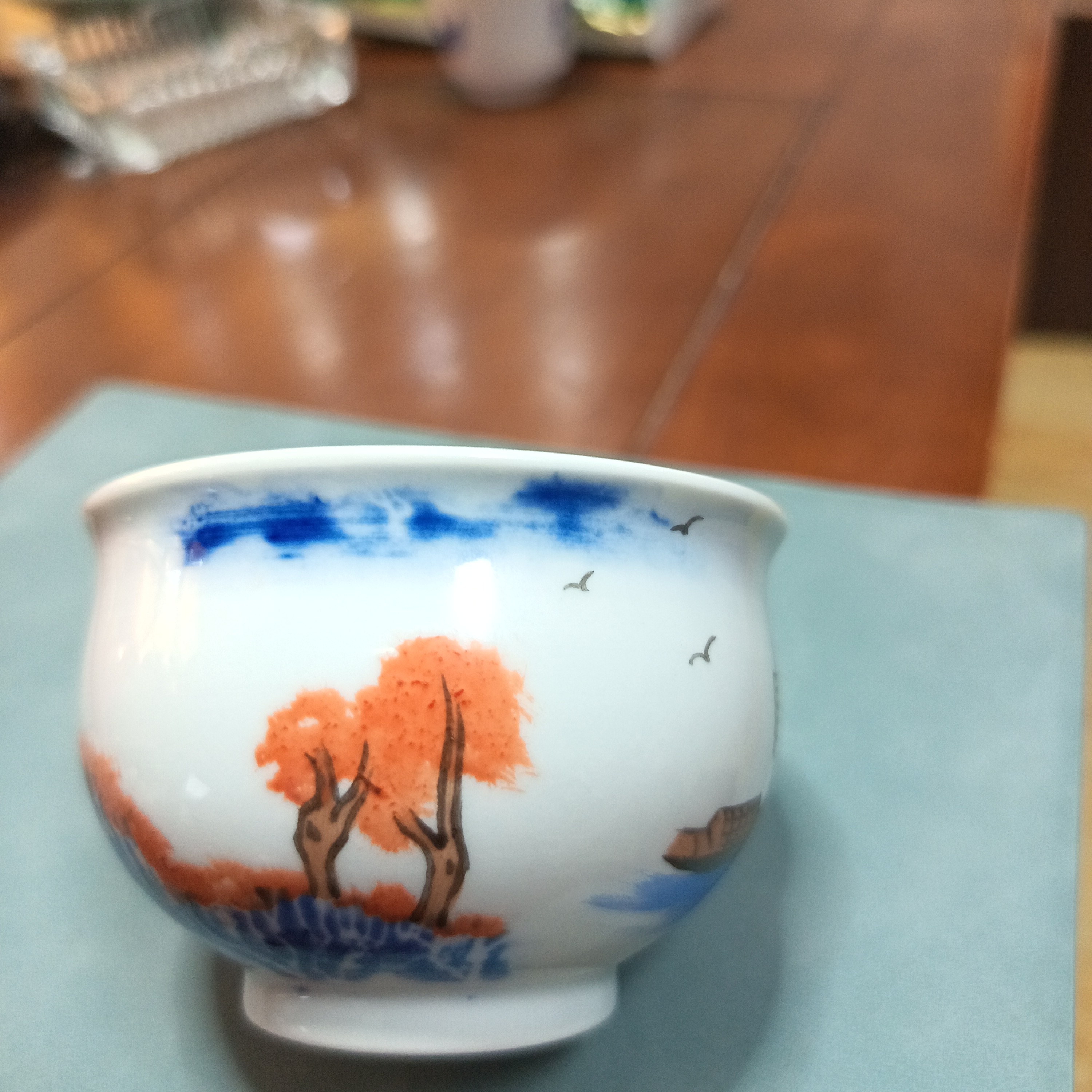 青花泼墨山水杯110毫升