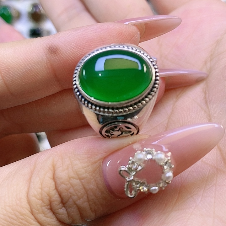 银S925镶嵌戒指玛瑙/玉髓