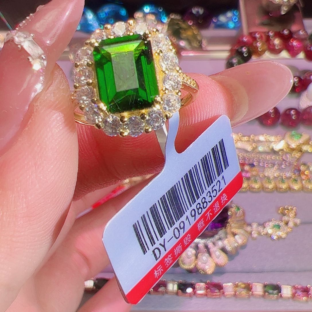 透辉石戒指银S925镶嵌