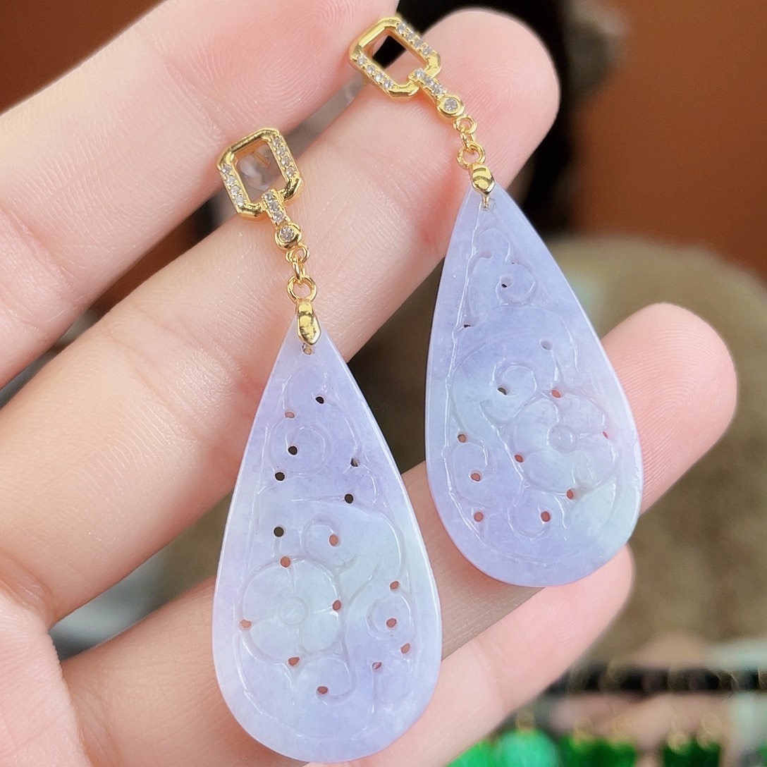 翡翠银S925镶嵌耳饰