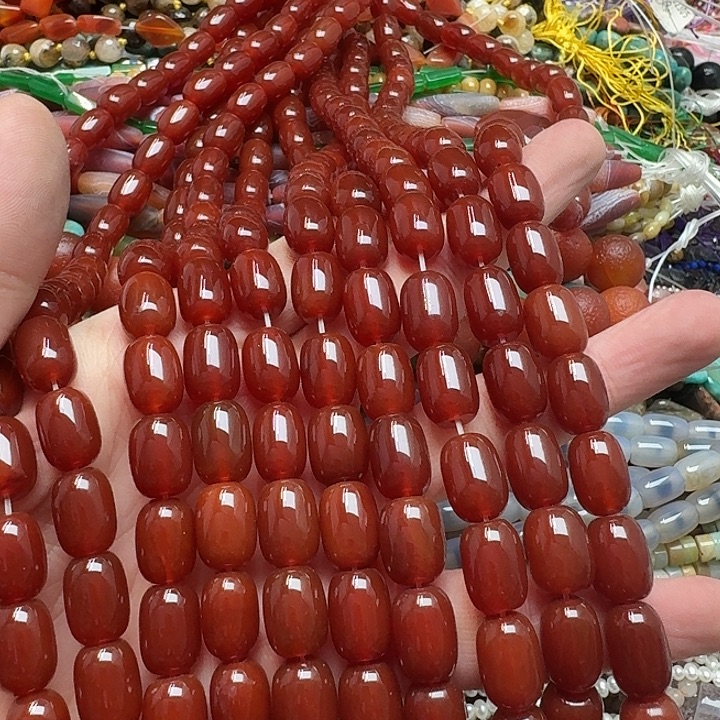 玛瑙/玉髓未镶嵌珠宝半成品一条10x14m红玛瑙