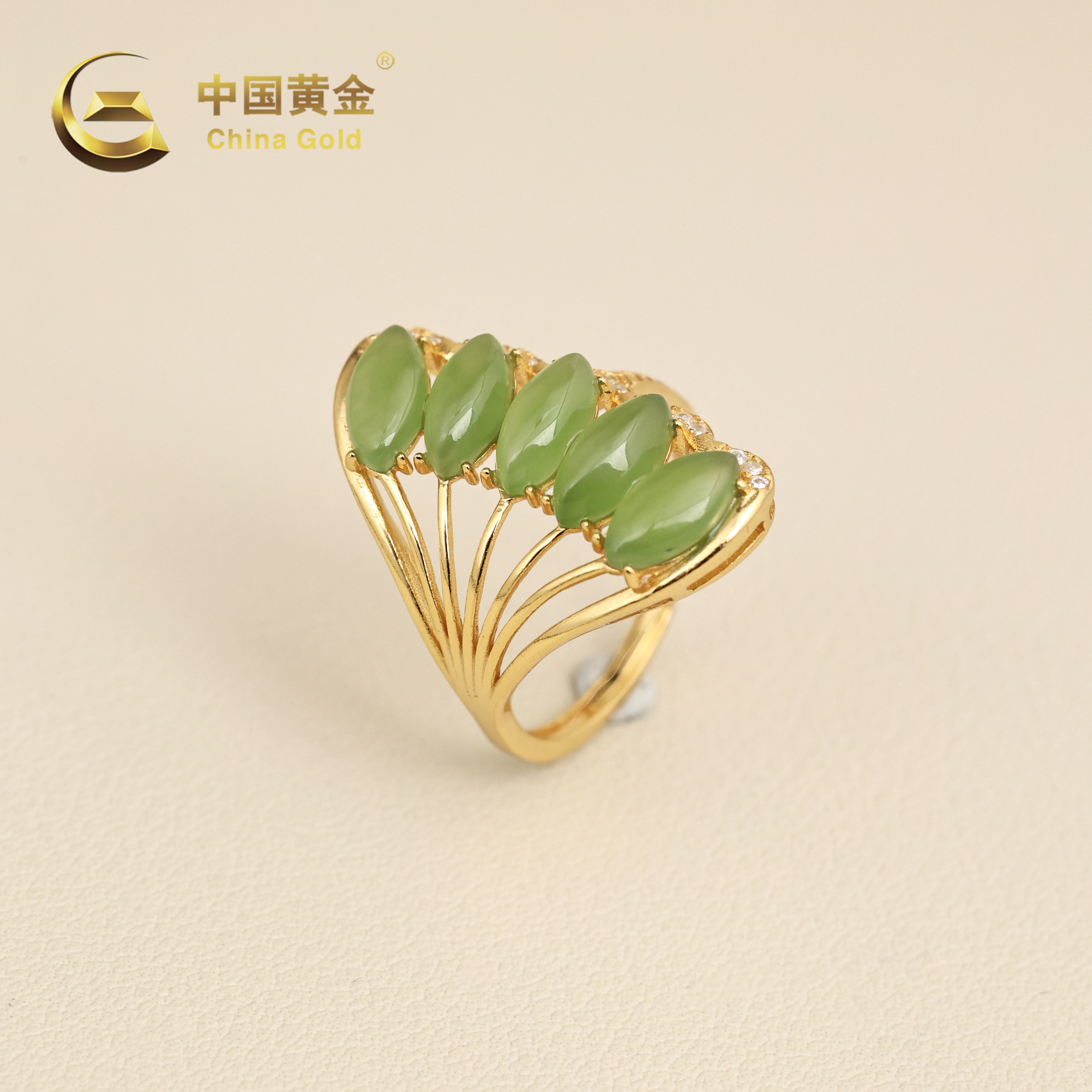 【中国黄金】筠喜 | 和田玉*戒指*S925银镶嵌-J1970-臻