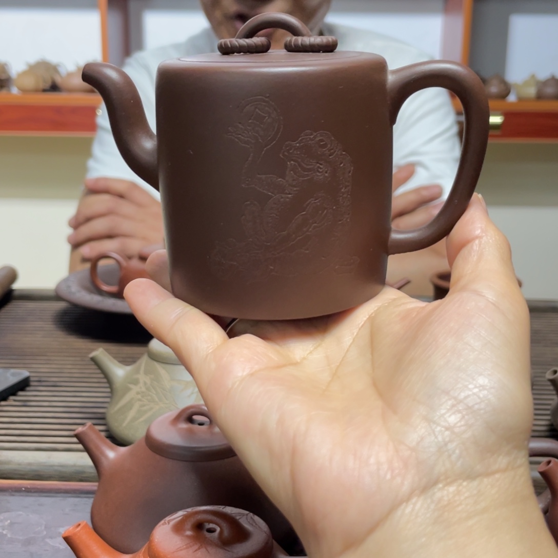 茶壶紫砂紫泥双圈直行壶200CC