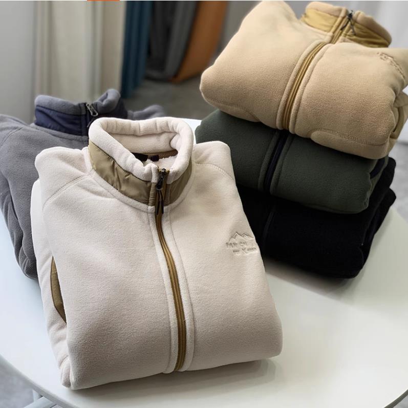 秋冬情侣款加厚外套双面复合摇粒绒仿羊羔绒立领夹克外套潮流百搭