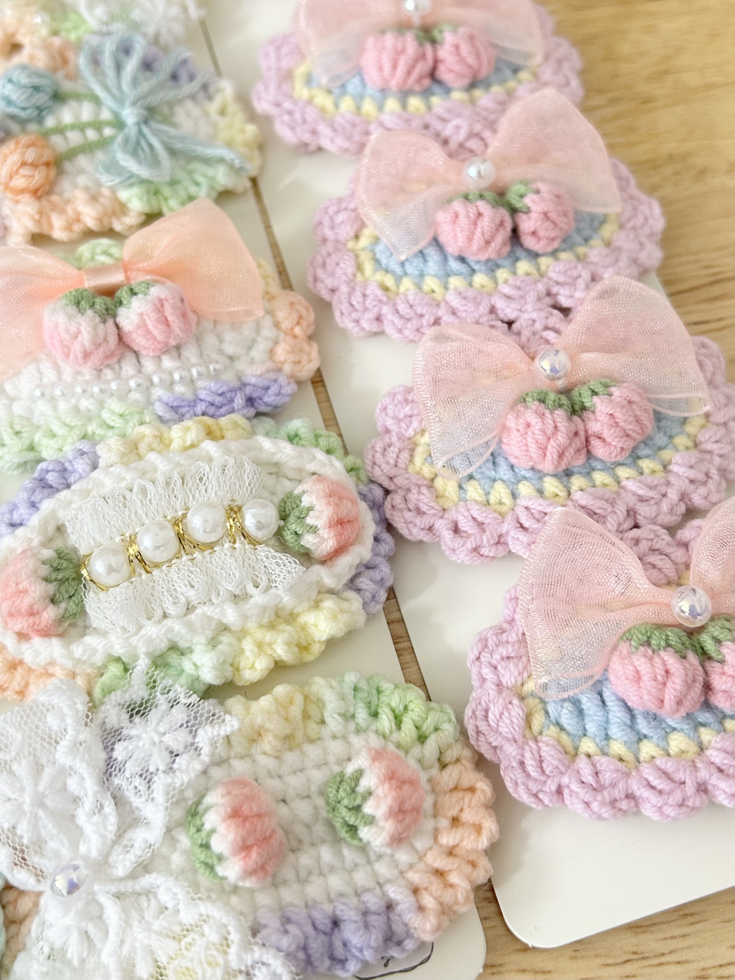 直播选款专拍 手工钩织毛线花 定制发夹