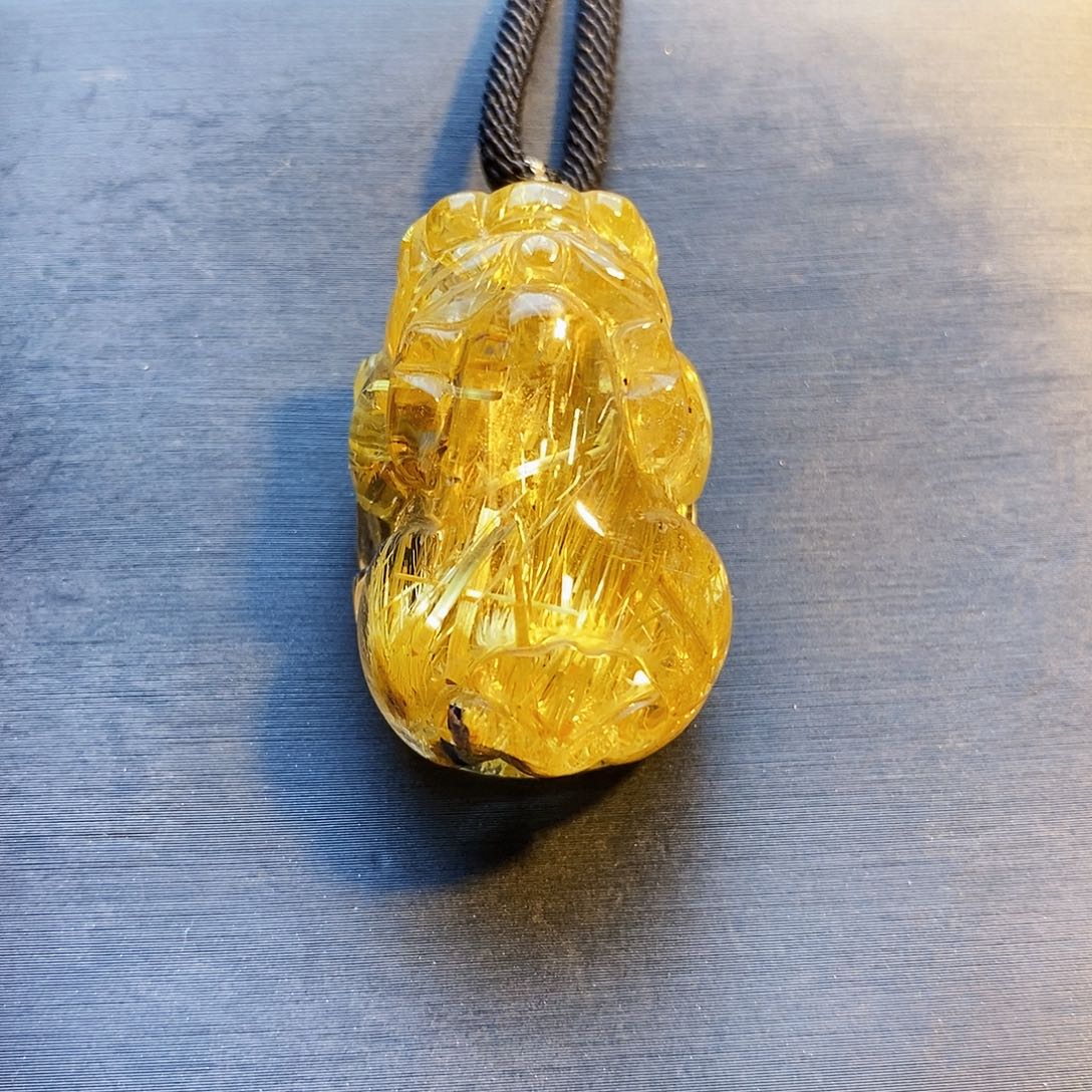 发晶颈饰未镶嵌天然钛晶貔貅吊坠