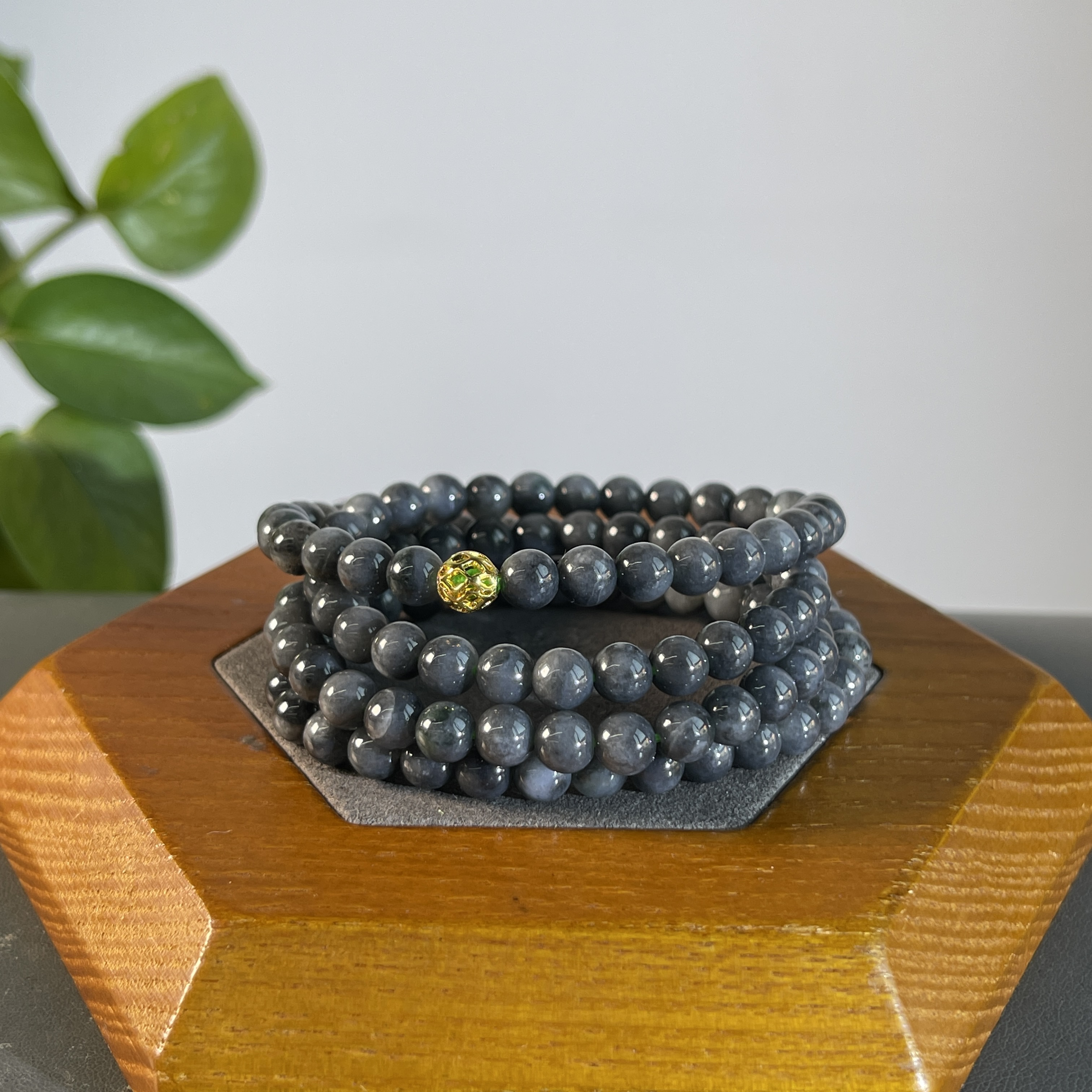 JSW24-05 天然缅甸A货翡翠  乌鸡-翡翠珠链（含配饰）