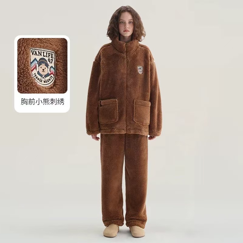 【刺绣小熊款】软糯珊瑚绒睡衣