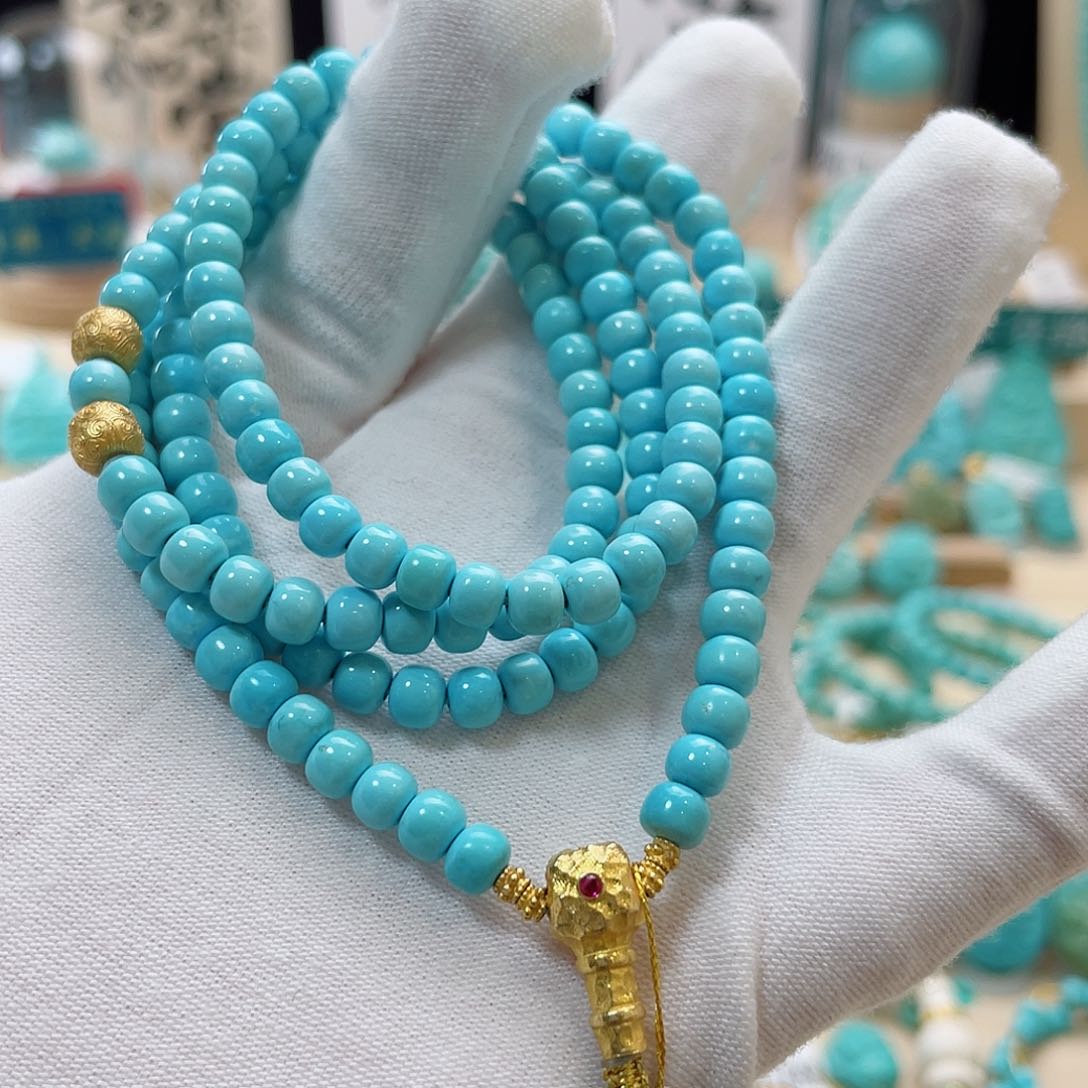 绿松石珠宝奇石18K金镶嵌