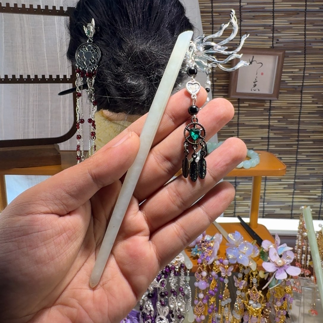 蛇纹石玉合金发饰