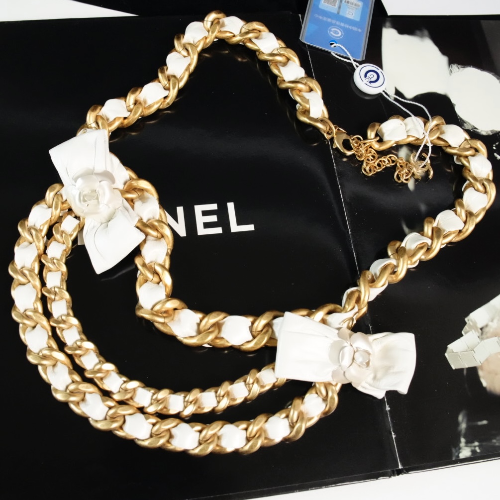 95新 Chanel/香奈儿 Chanel白金穿皮三层蝴蝶结腰链腰带