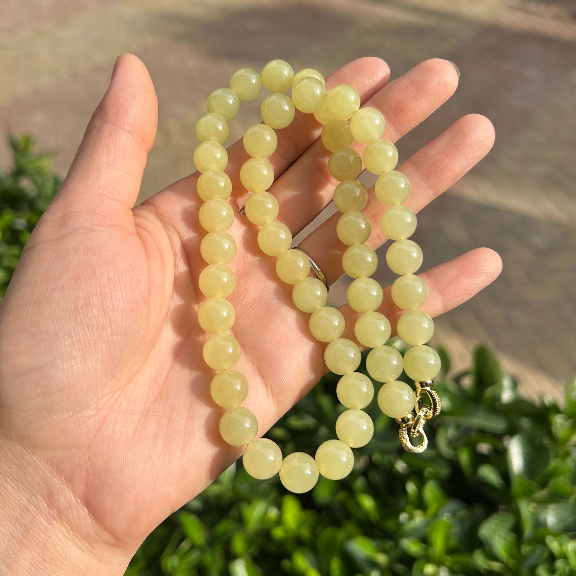 新疆若羌黄口和田玉鸡油黄天然玉石项链卡10mm多样性发其一