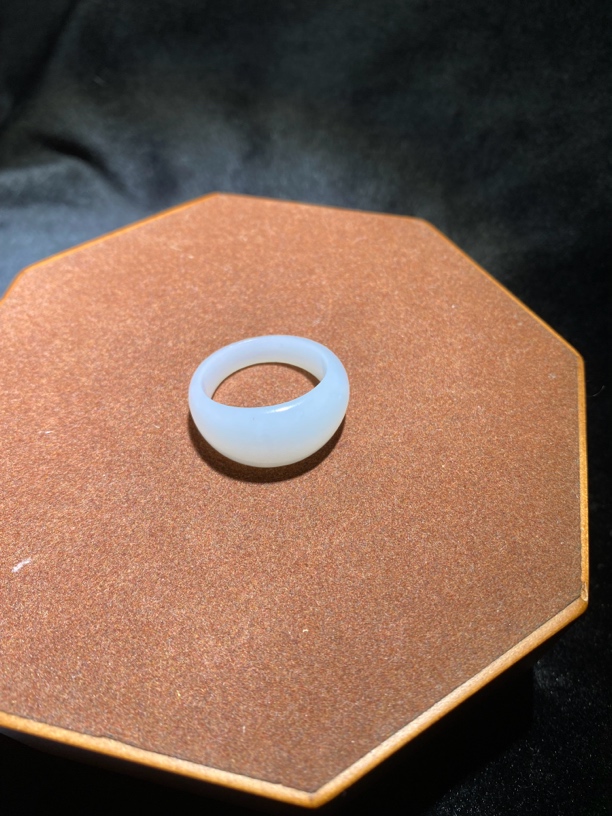 和田玉马鞍戒 内径17-17.5白润油