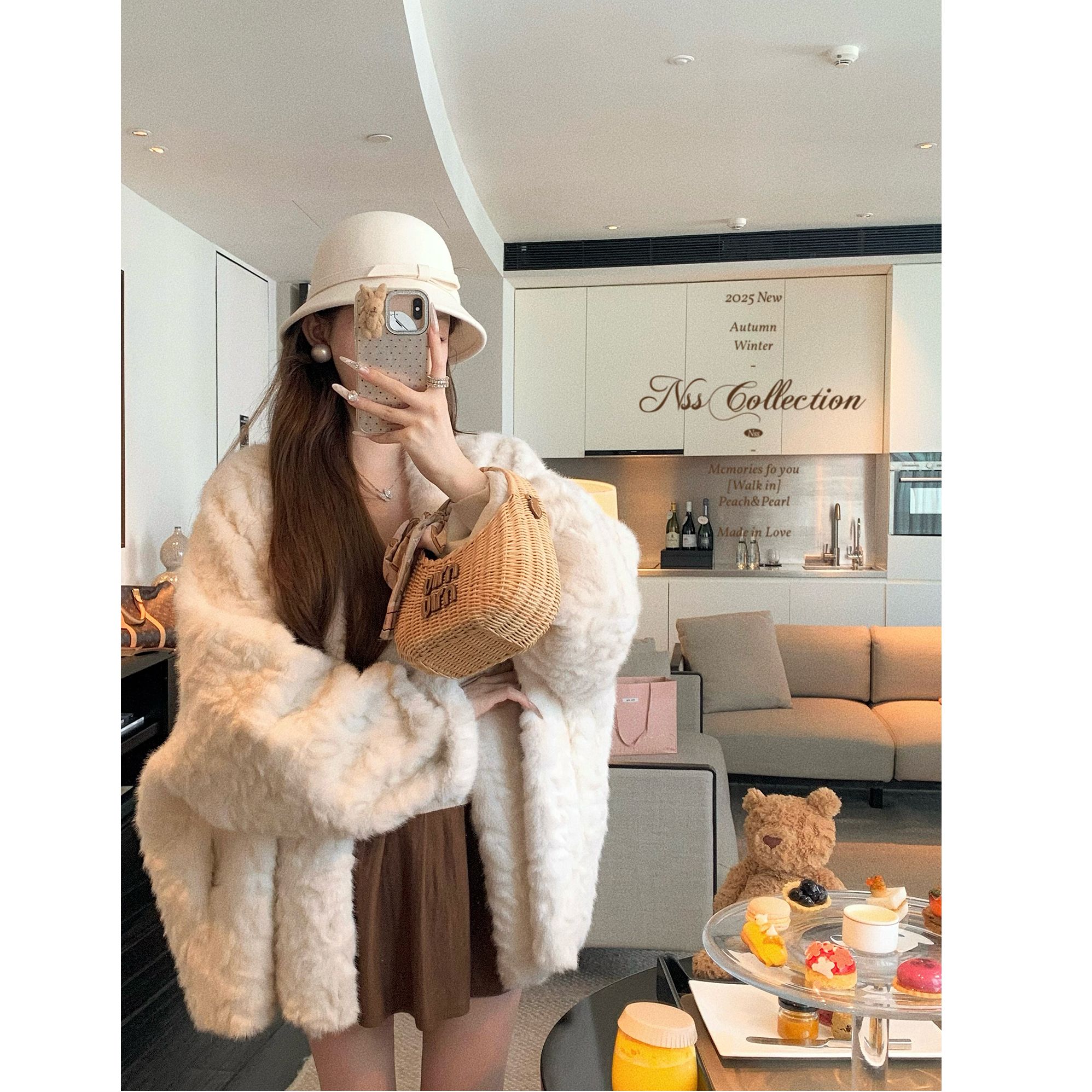 小湖羊慵懒风冬季新款环保水貂毛皮草外套女宽松皮毛一体毛毛大衣