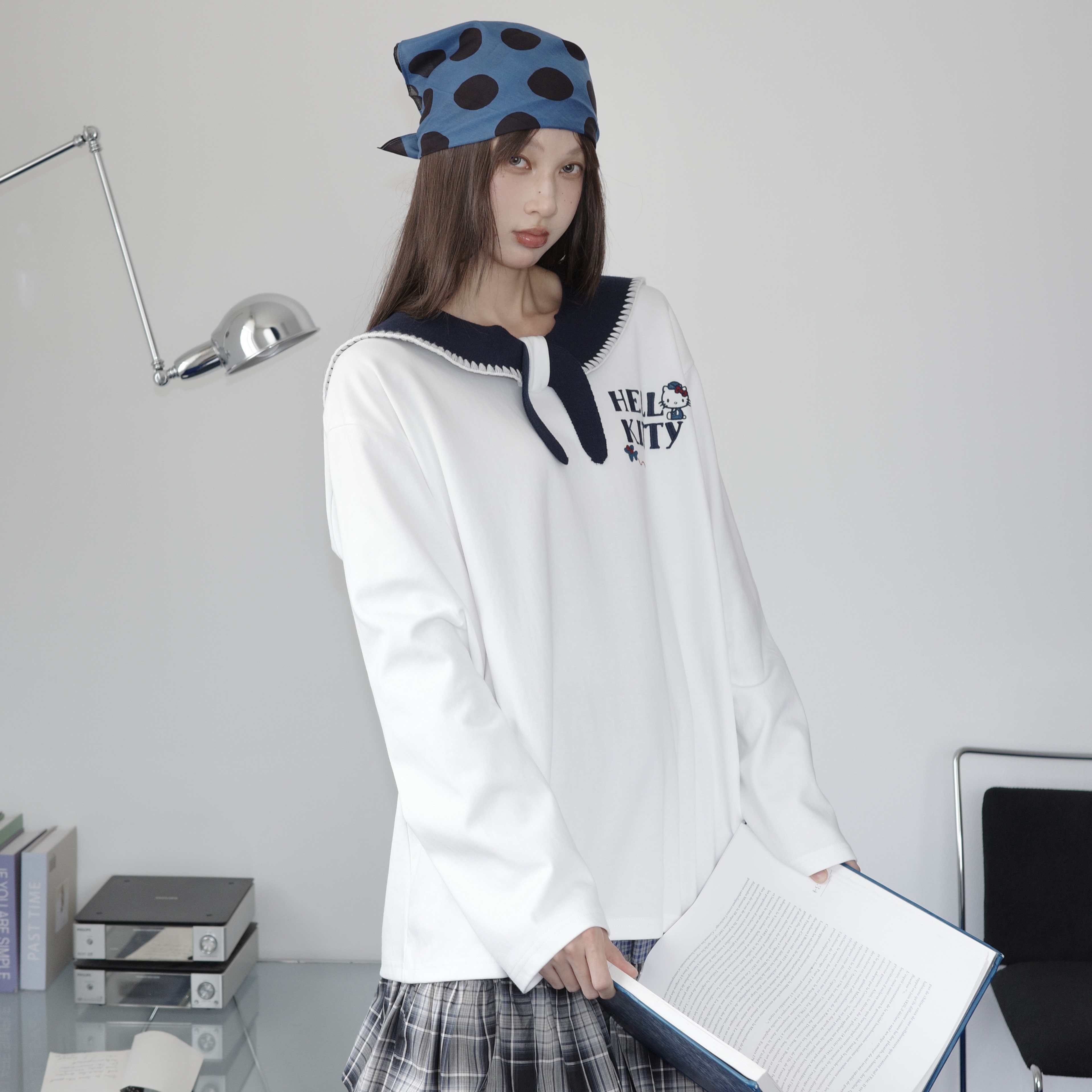 BLX--708（深圳出品）新款设计师款ins风海军领kitty刺绣上衣学院