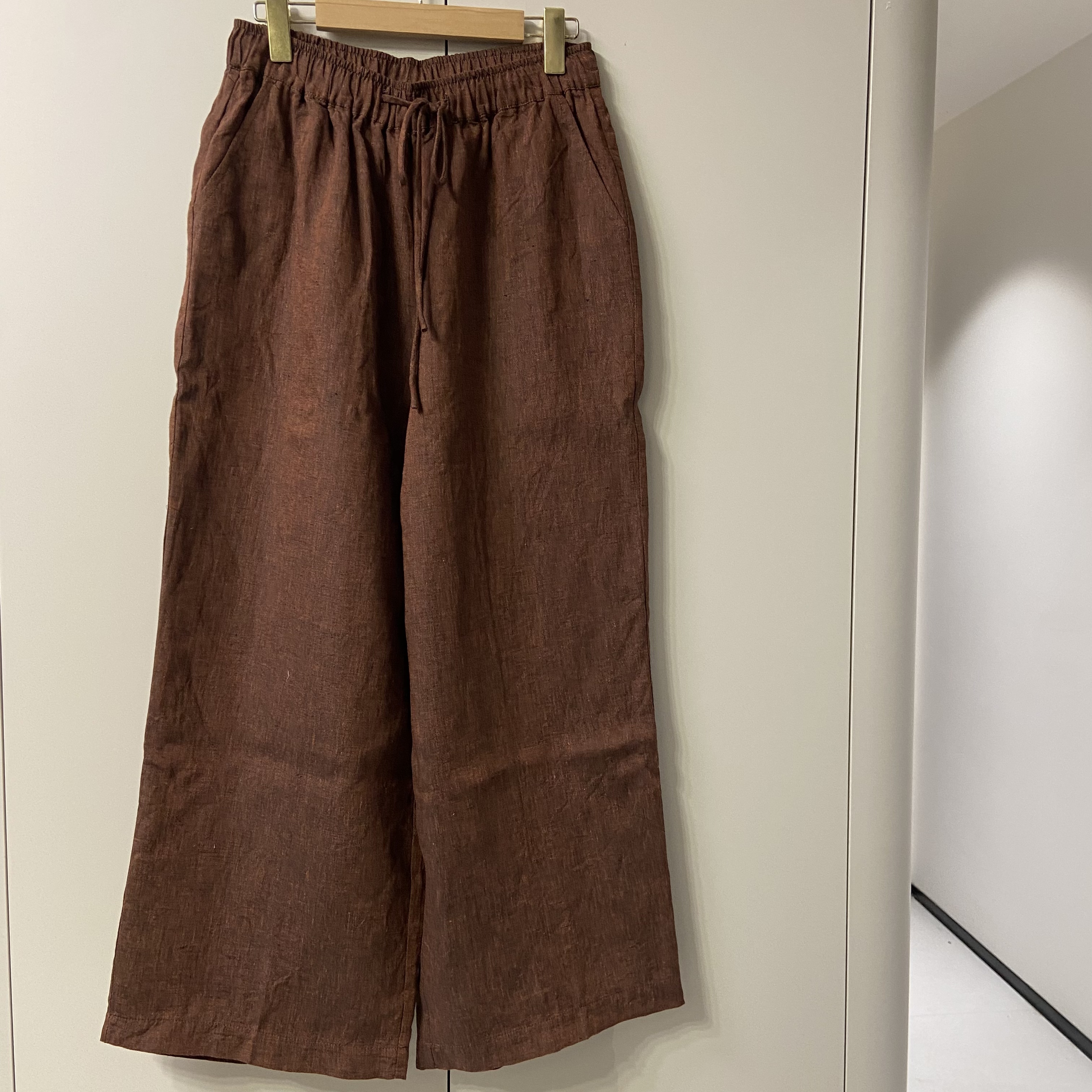 色织亚麻加色织棉双层时尚百搭直筒长裤