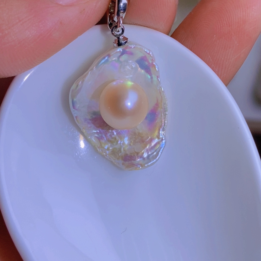 银S925镶嵌天然淡水珍珠淡水珍珠