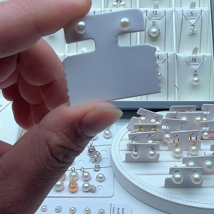 耳钉银S925镶嵌淡水珍珠