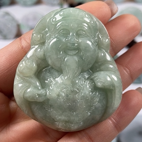 翡翠颈饰未镶嵌财神爷福利翡翠