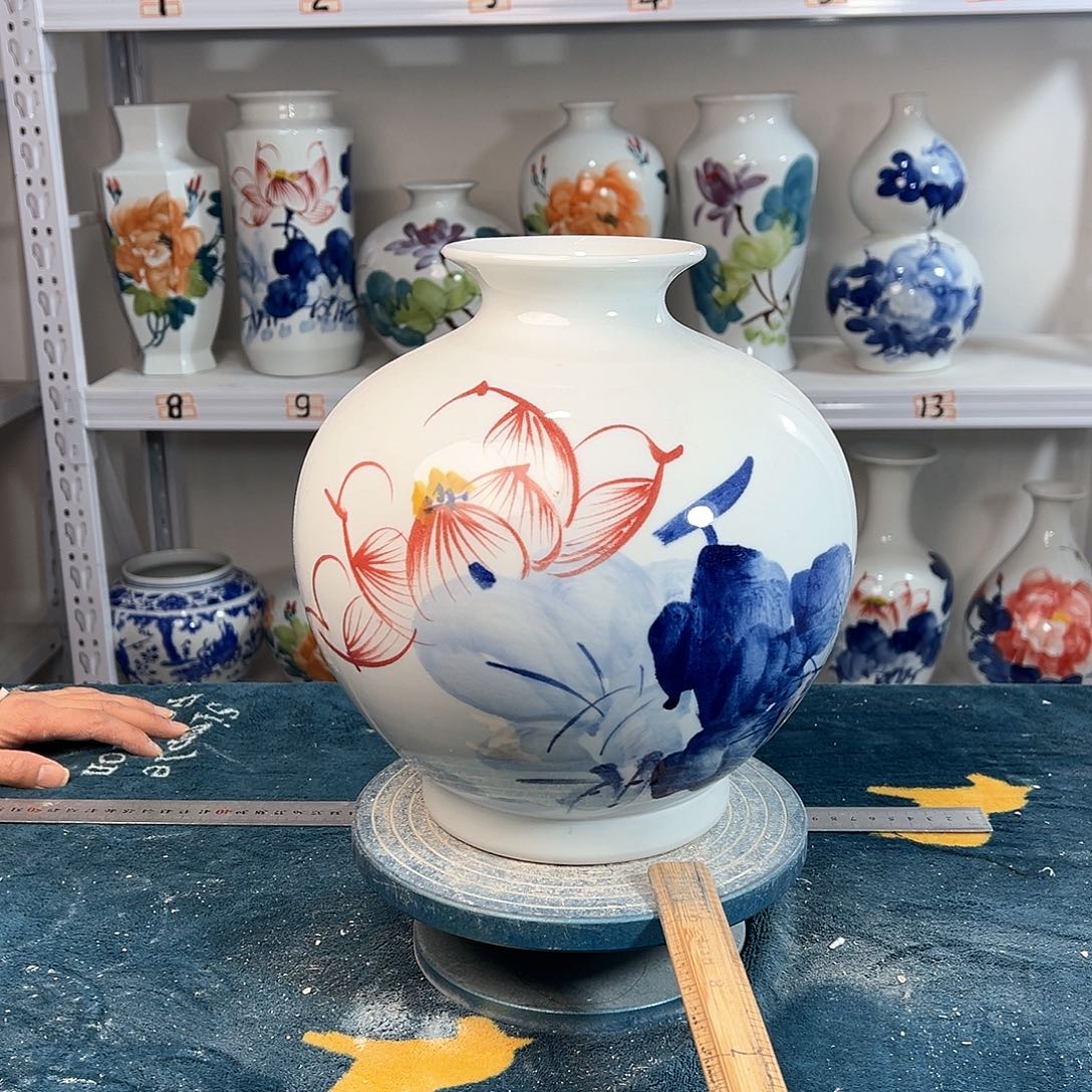 摆件景德镇陶瓷石荷花