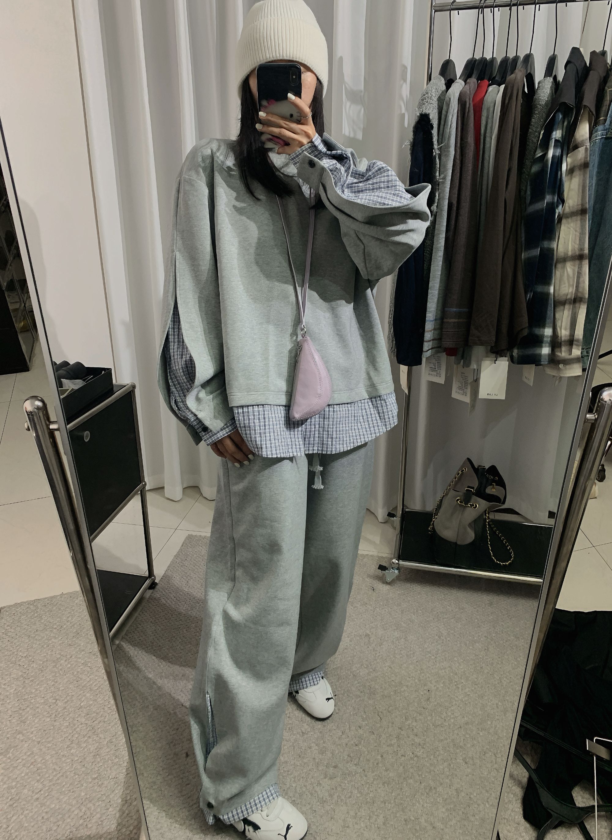 2025自我发声高级感巨好看卫衣格纹拼接套装秋季