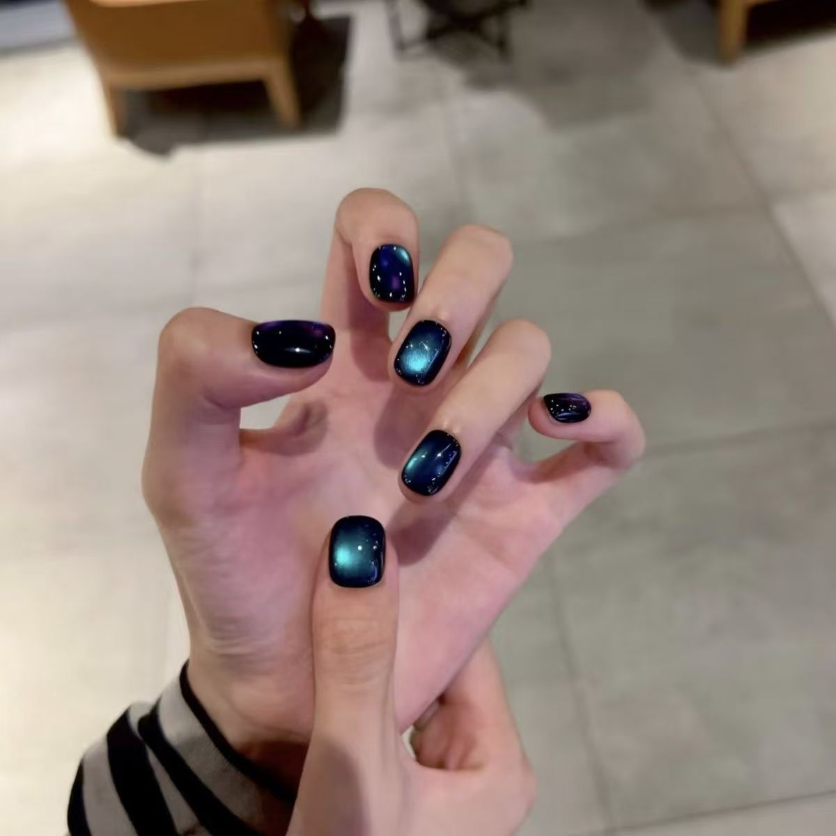 【蓝眼泪】纯手工蓝色追光猫眼气质简约穿戴甲ins风时尚穿戴式美甲