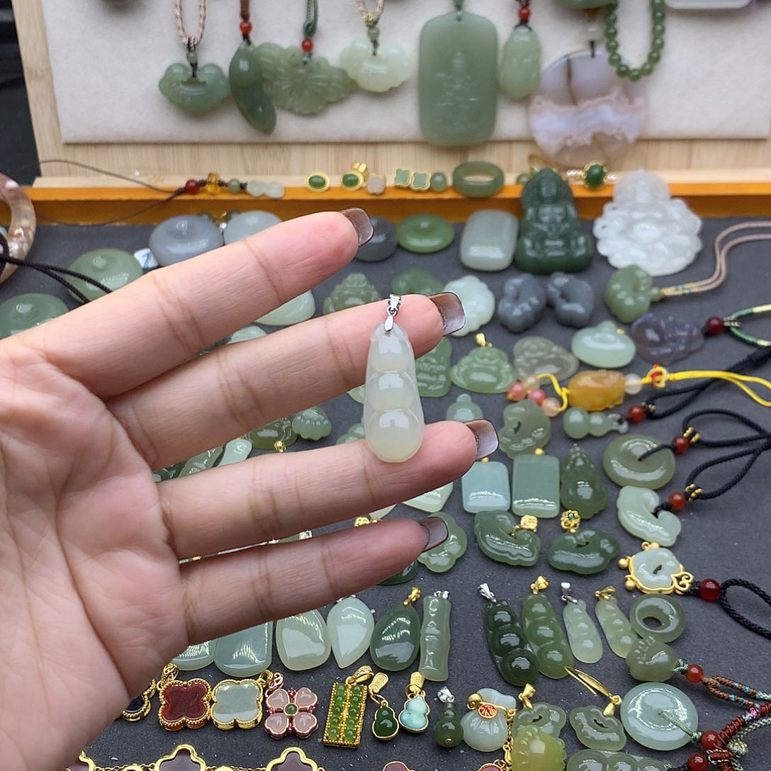 和田玉吊坠(不含链)银S925镶嵌