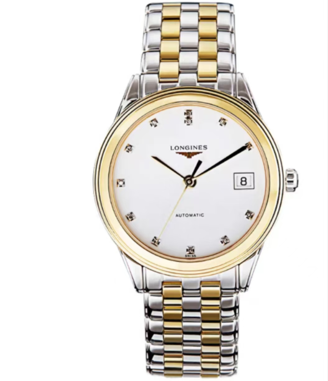 99新 Longines/浪琴 L4.874.3.27.7/军旗白盘间金原镶钻/38.5表径
