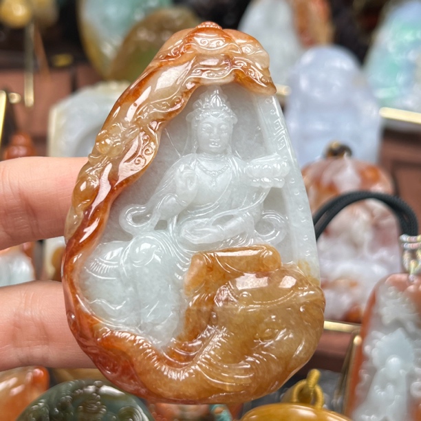 达马坎老种老料普贤菩萨挂件