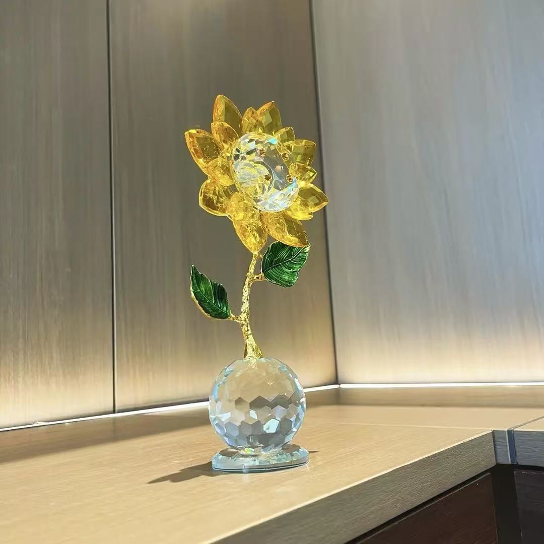 一举夺魁水晶向日葵摆件向阳而生装饰工艺品乔迁新居礼品