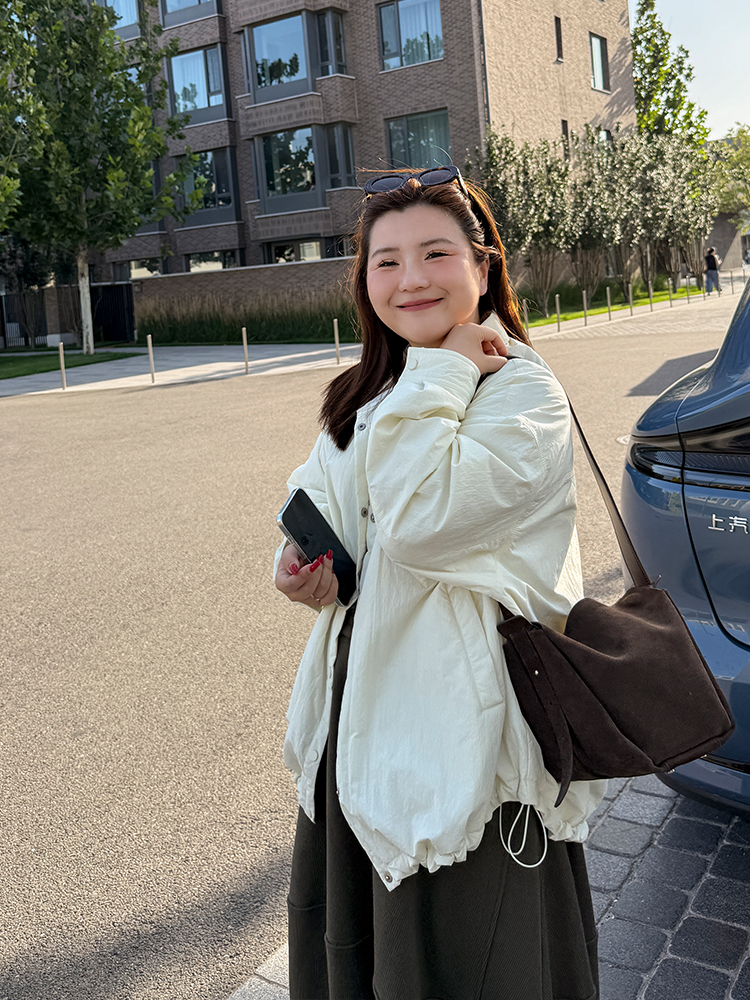 彩色照相馆/胖mm大码薄棉衬衫式大外套~