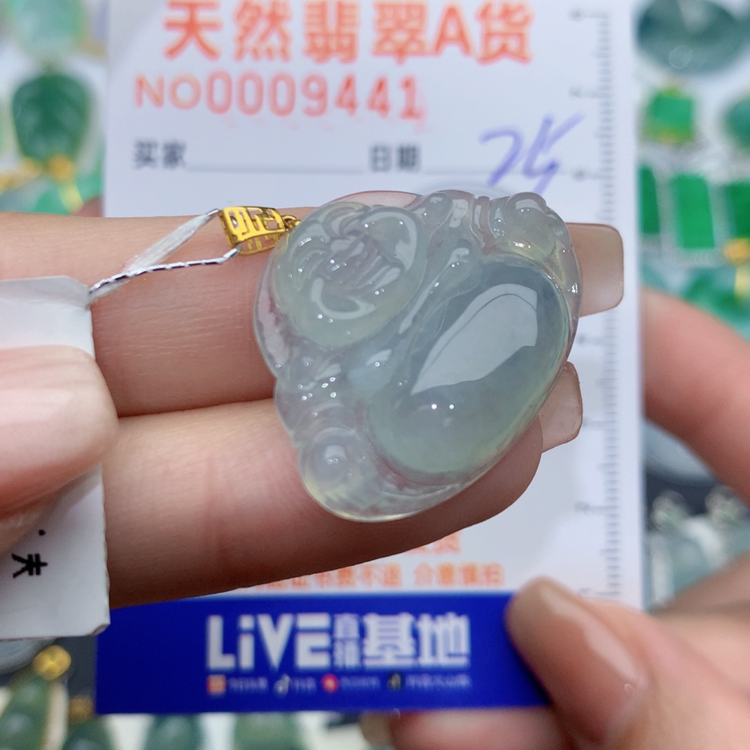 翡翠颈饰18K金镶嵌小*，佛公