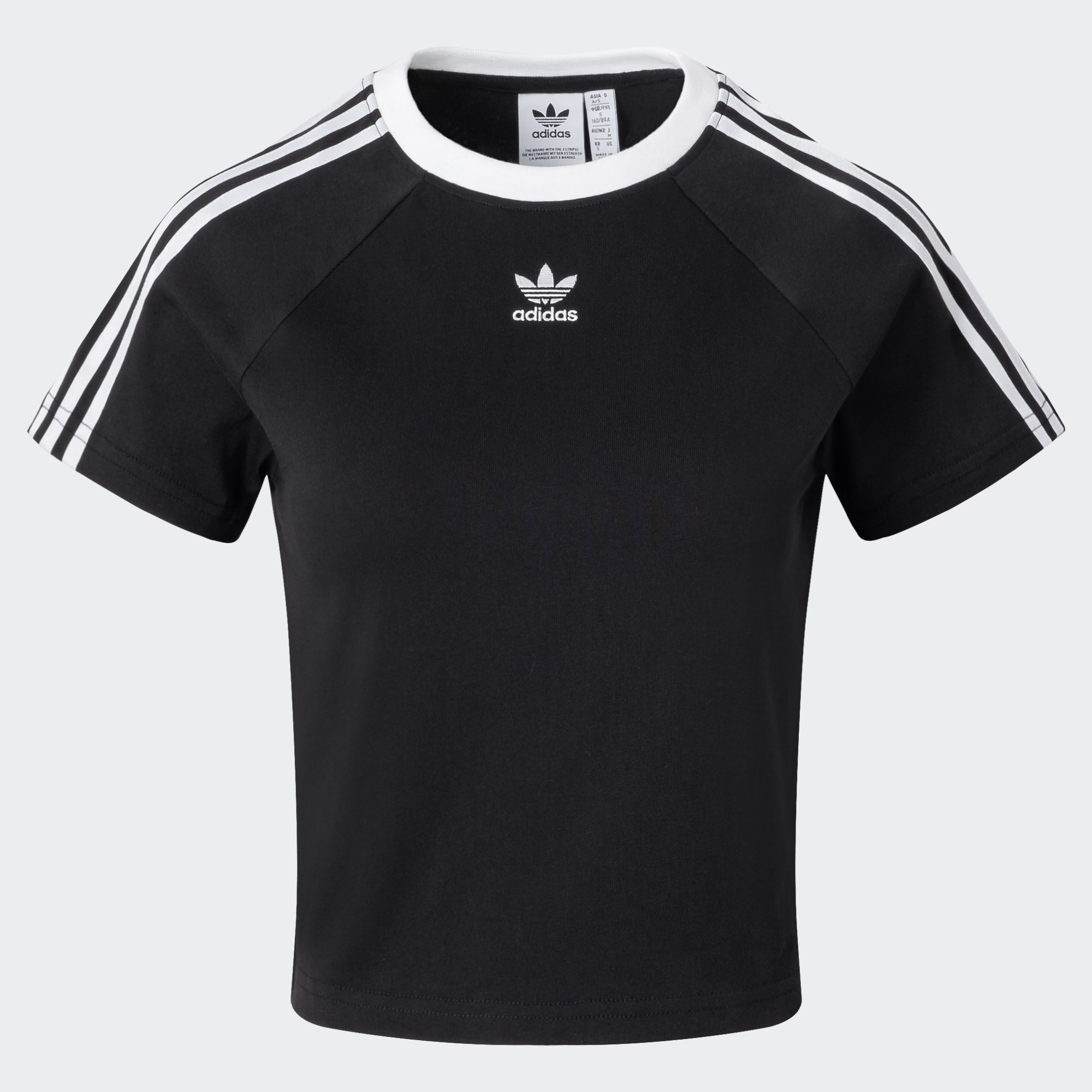 adidas/阿迪达斯三叶草夏季女款休闲圆领黑纯棉运动短袖T恤JC8703