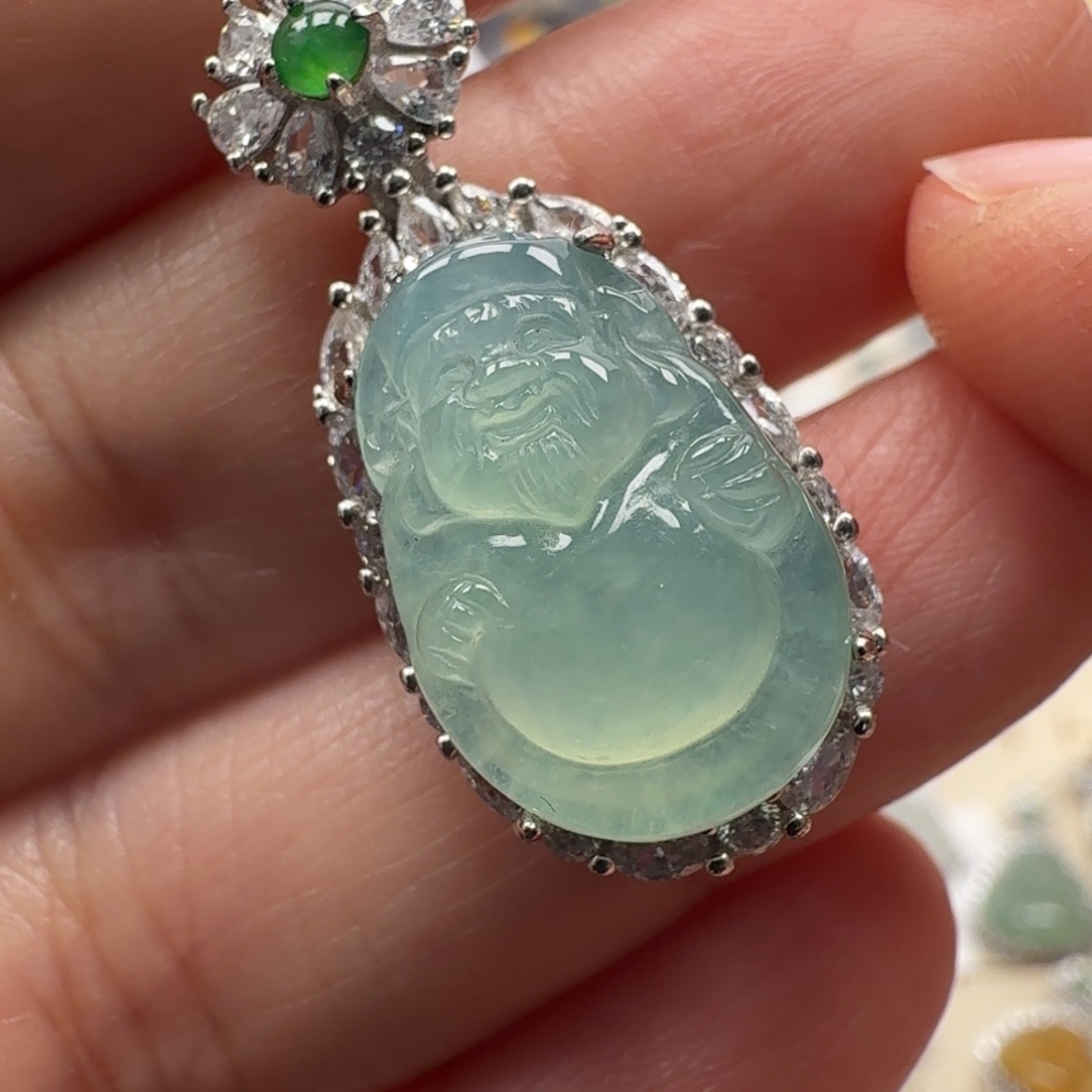 翡翠银S925镶嵌戒指8050