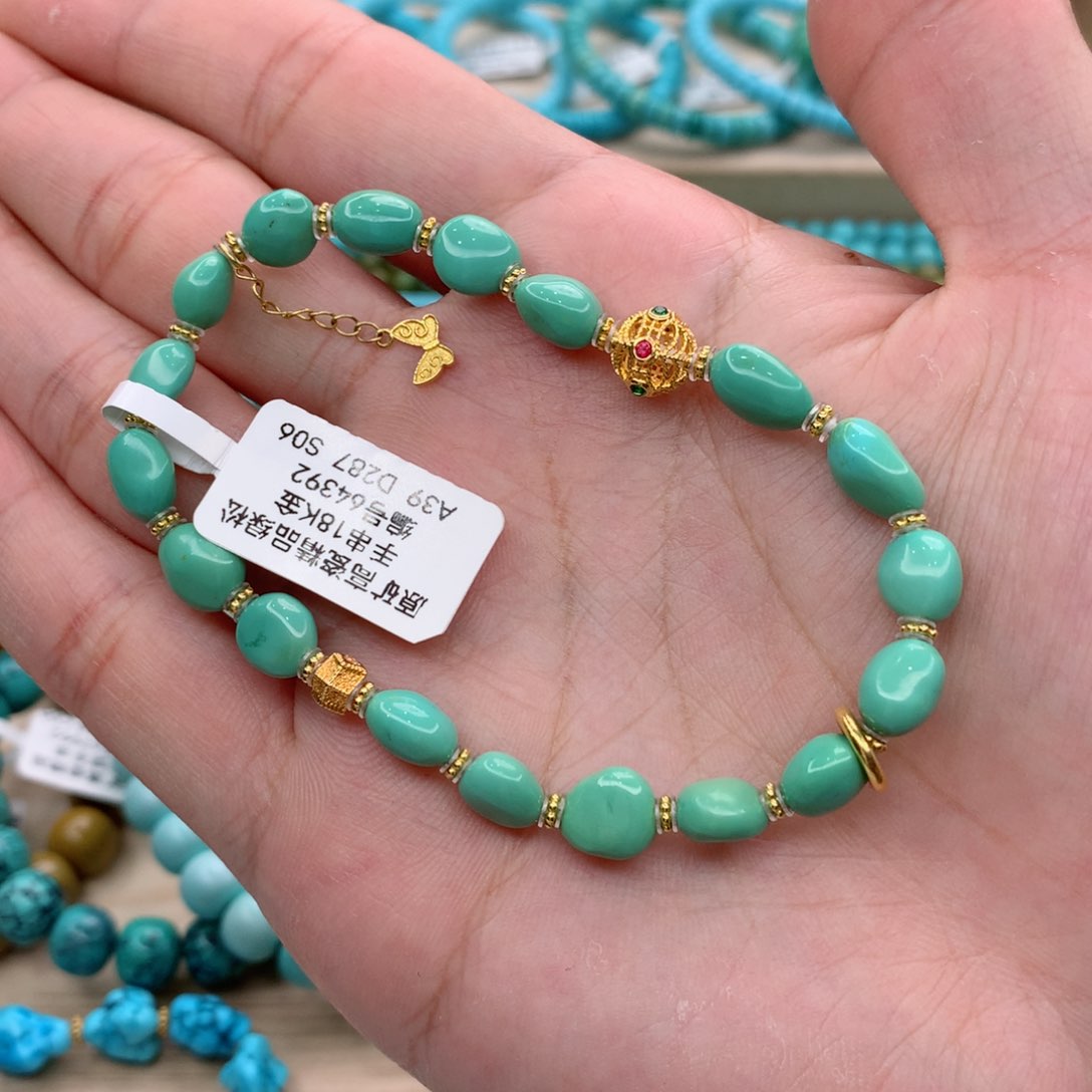 绿松石珠宝奇石18K金镶嵌