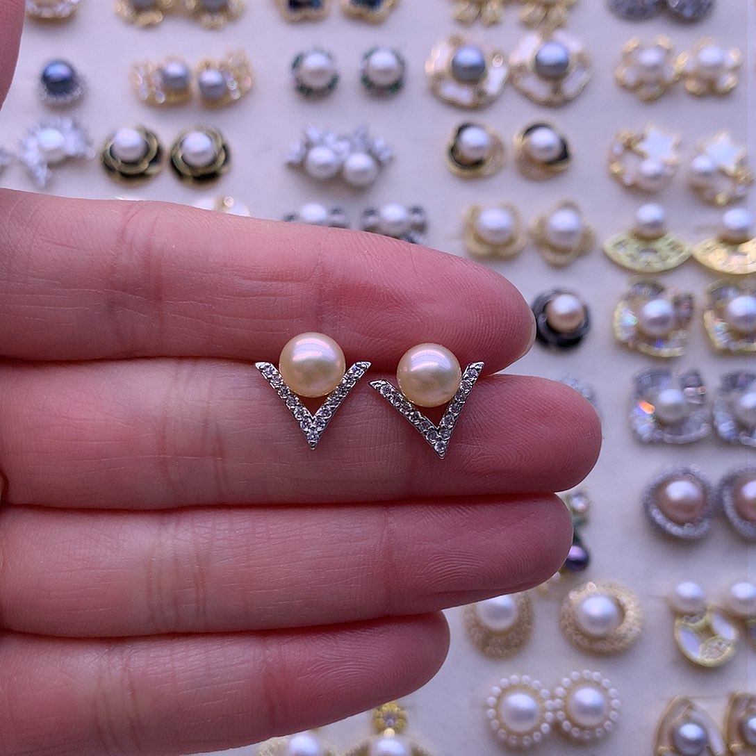 淡水珍珠耳饰合金