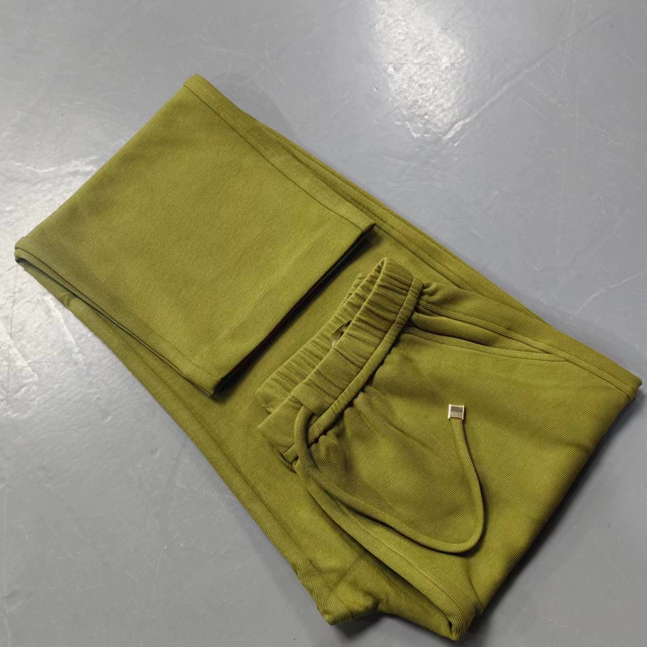 462号【南油玲姐】绿色松紧腰休闲裤68027