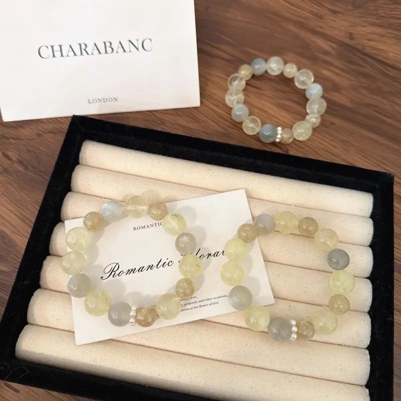 X2207黄祖母银灰月光黄水晶手链高端轻奢手串多样性发一