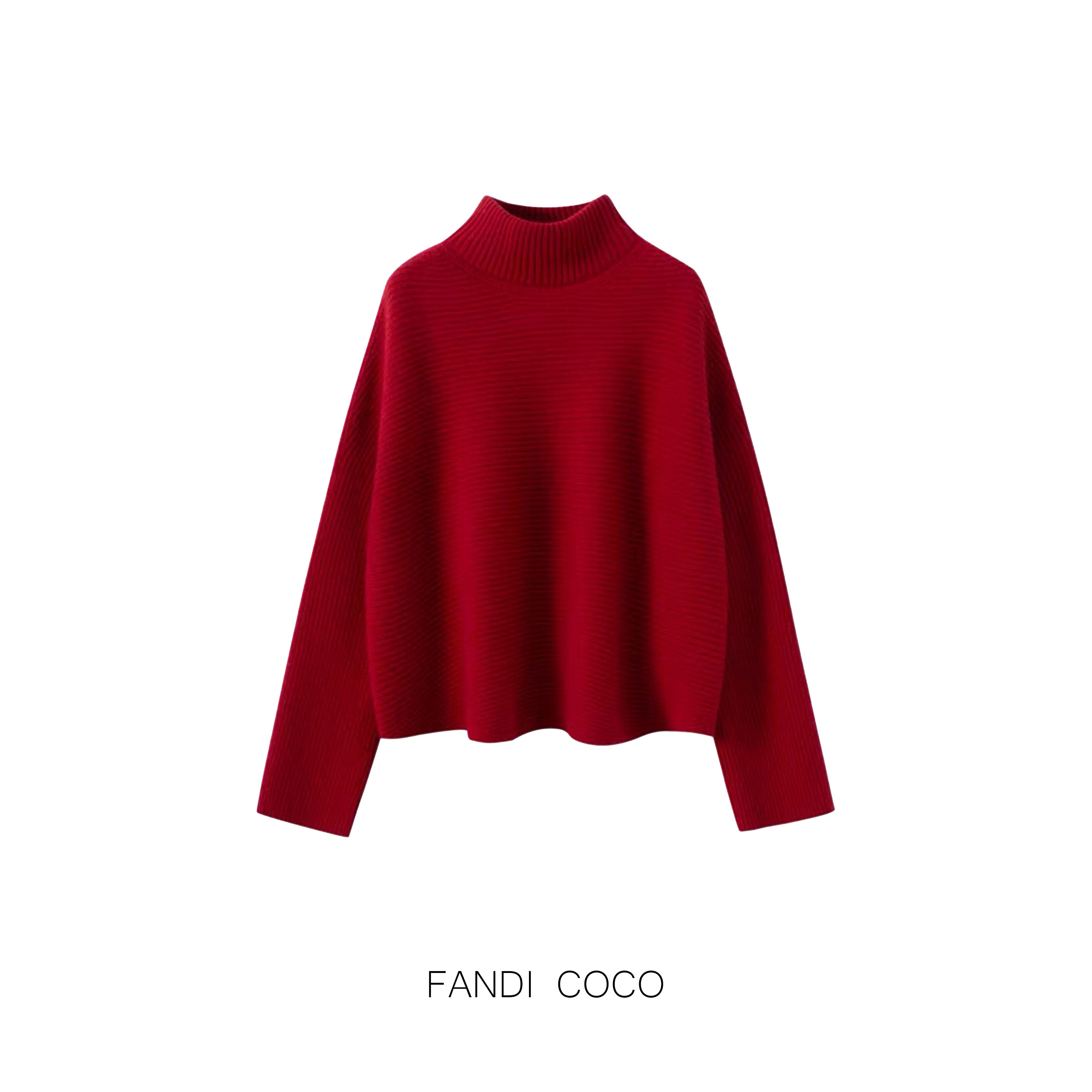 FANDI COCO "珈予" 大牌百搭高领针织绵羊毛短款打底衫 DD16311