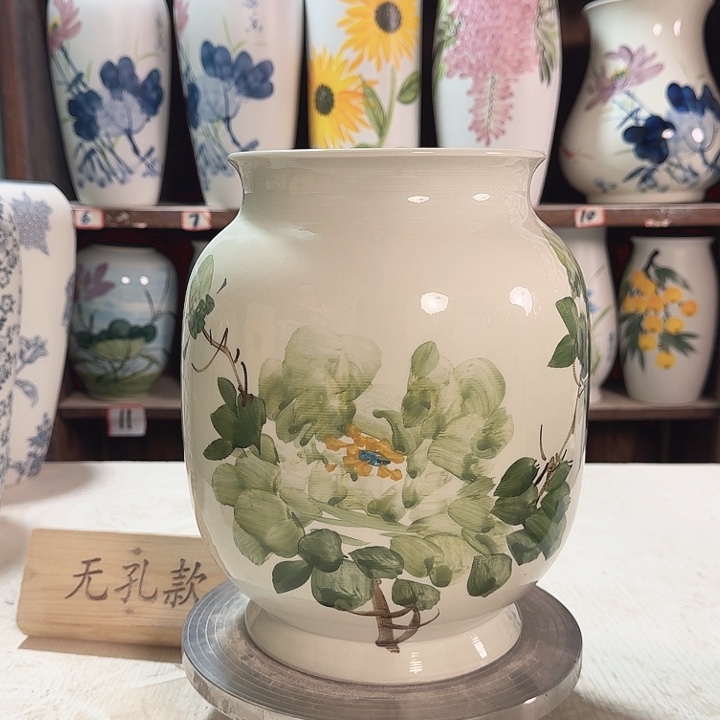 陶冬瓜高27绿绿牡丹陶瓷