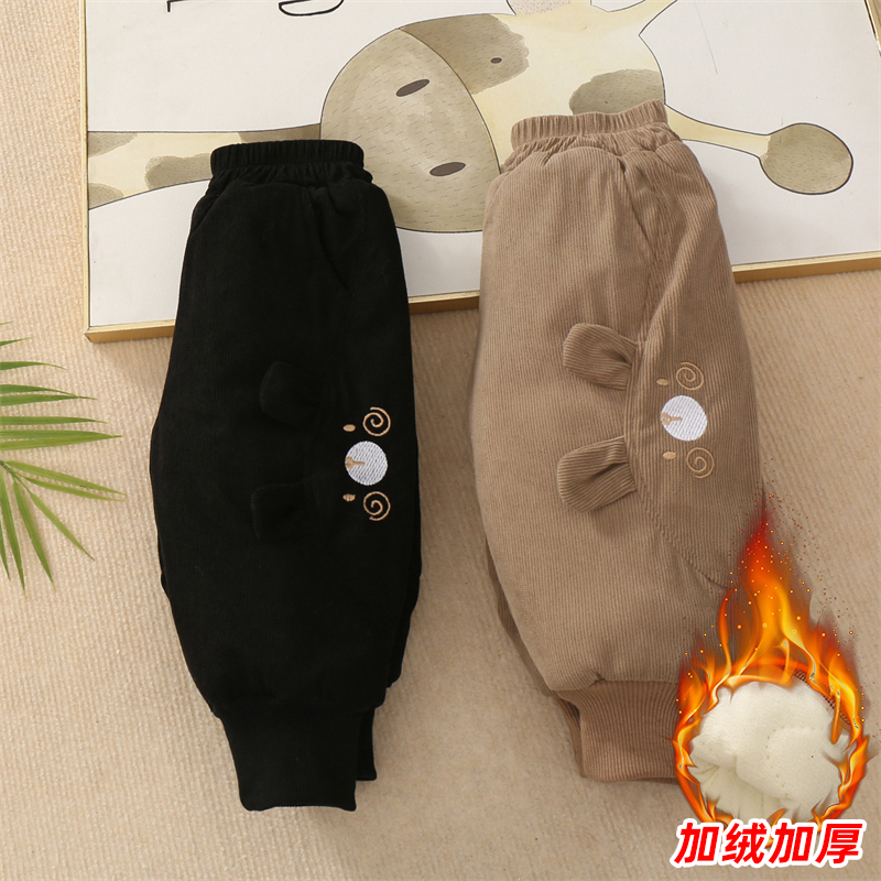 儿童一件过冬裤子冬季新款保暖束脚裤女宝三层加绒加厚女童长裤潮
