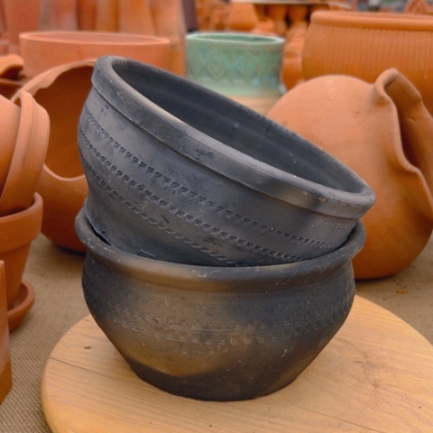 口20高10两个黑陶微瑕