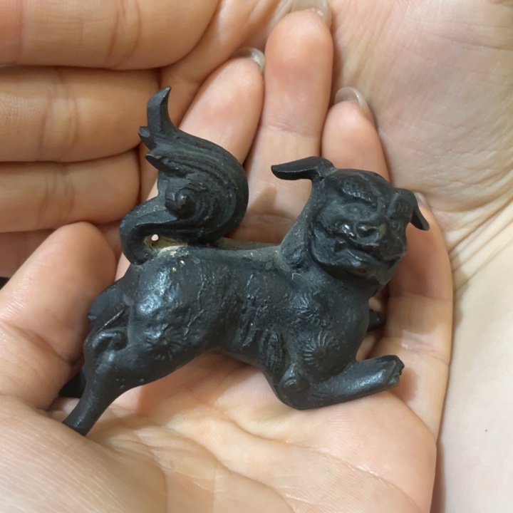 铜狮子茶道具摆件