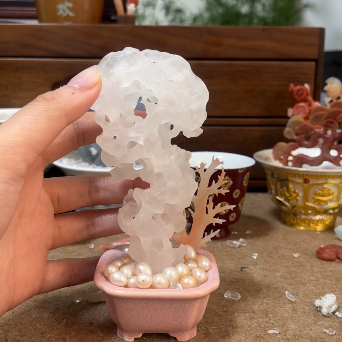 金***帛印石青田石一套盆景